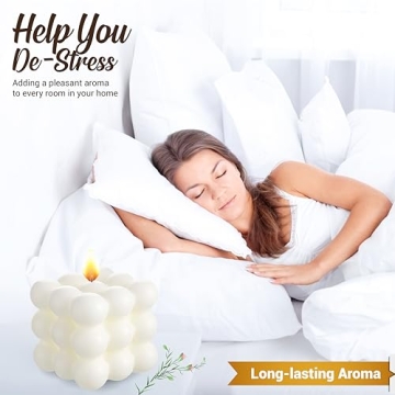 Xabono Aesthetic Candles - Vibrant Bubble Candle, White Candle Perfect for Women and Girls Who Appreciate Cute Decor - Pack of Bubble Candles, Vanilla Candle (2Pcs - White)