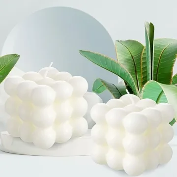 Xabono Aesthetic Candles - Vibrant Bubble Candle, White Candle Perfect for Women and Girls Who Appreciate Cute Decor - Pack of Bubble Candles, Vanilla Candle (2Pcs - White)