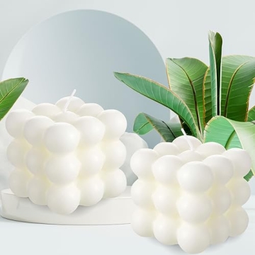 Xabono Aesthetic Candles - Vibrant Bubble Candle, White Candle Perfect for Women and Girls Who Appreciate Cute Decor - Pack of Bubble Candles, Vanilla Candle (2Pcs - White)