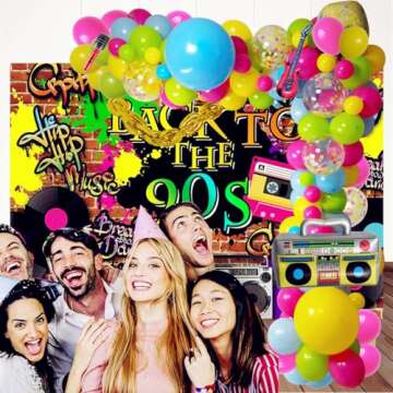Vibrant 80s & 90s Nostalgia Party Decor Set