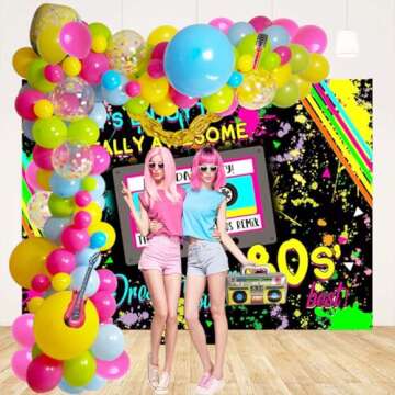 Vibrant 80s & 90s Nostalgia Party Decor Set