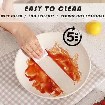 Vkoocy White Pots and Pans Set Non Stick, Ceramic Cookware Set with Granite Pattern Kitchen Cooking Sets Induction Pot and Pan w/Frying Pans, Saucepans, Casserole, Non-Toxic, PTFE/PFOA/PFOS-Free