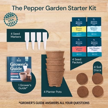 Nature's Blossom Gardening Kit with Pepper Seeds and Pots