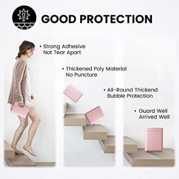 Fuxury Bubble Mailer 6x10 25 Pack Sakura Pink #0, Waterproof Padded Mailers for CDs, DVDs, Jewelry, Makeup, Strong Adhesion Packaging Envelopes for Boutique Small Business Packaging Shipping