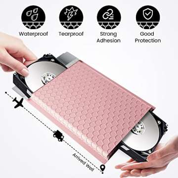 Fuxury Bubble Mailer 6x10 25 Pack Sakura Pink #0, Waterproof Padded Mailers for CDs, DVDs, Jewelry, Makeup, Strong Adhesion Packaging Envelopes for Boutique Small Business Packaging Shipping