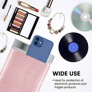 Fuxury Bubble Mailer 6x10 25 Pack Sakura Pink #0, Waterproof Padded Mailers for CDs, DVDs, Jewelry, Makeup, Strong Adhesion Packaging Envelopes for Boutique Small Business Packaging Shipping