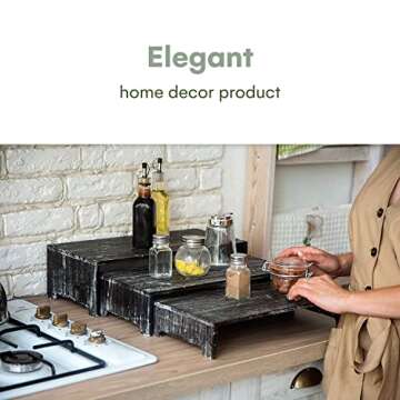 Hallops Rustic Cupcake Stand - Wooden Retail Table 3 Display Stands. Wood Cake Stand Display Table. Product, Food, Dessert, Pastry, Cookie, Merchandise, Market, Donut, Craft Show Tabletop Riser