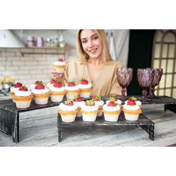 Hallops Rustic Cupcake Stand - Wooden Retail Table 3 Display Stands. Wood Cake Stand Display Table. Product, Food, Dessert, Pastry, Cookie, Merchandise, Market, Donut, Craft Show Tabletop Riser