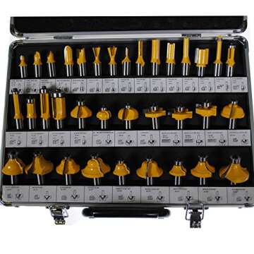 Shop4Omni New 35 Piece Carbide Router BIT Tools Set W/CASE (1/2" Shanks)