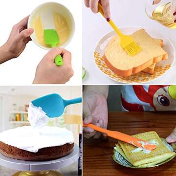 Silicone Spatula - 7 Spatulas Silicone Heat Resistant - Mini Rubber Spatula Set - Cooking Spatulas for Nonstick Cookware - Colorful Baking Kitchen Spatula Set - One Piece Design Spoon (Multicolor)
