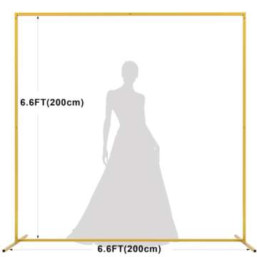 Asee'm 6.6FTx6.6FT Gold Wedding Arch Backdrop Stand Square Metal Rectangular Arch Frame for Ceremony...