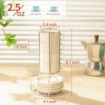 Sweese Stackable Espresso Cups Set with Metal Stand