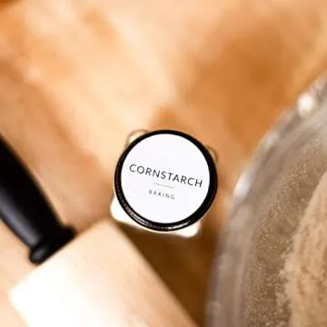 SAVVY & SORTED Bamboo Spice Jars Set and Labels Organization Bundle - Bamboo Spice Jars + Round Spice Labels - Minimalist Kitchen Labels Set - Labels for Spice Jars