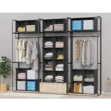 HOMIDEC Closet Organizers and Storage, 9 Cube Storage Organizer, Portable Closet Organizer Storage Cubes Shelves for Clothes, Bedroom, Closet, Wardrobe, Kids Room, Bathroom, Black