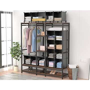 HOMIDEC Closet Organizers and Storage, 9 Cube Storage Organizer, Portable Closet Organizer Storage Cubes Shelves for Clothes, Bedroom, Closet, Wardrobe, Kids Room, Bathroom, Black
