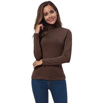Stylish Women Long Sleeve Turtleneck for Layering