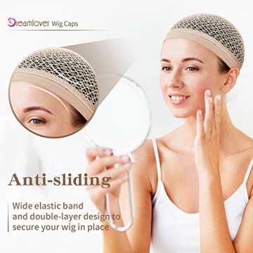 Dreamlover Wig Caps for Women, Hair Net for Wig, Mesh Wig Cap for Long Hair, Natural Nude, 2 Pieces
