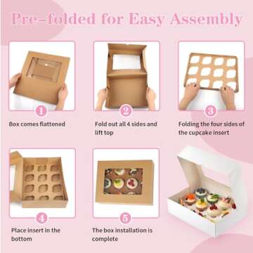 Svalor Cupcake Boxes for 12 Count with Window - 2 Pack