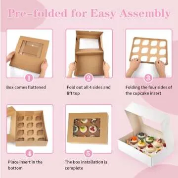 Svalor Cupcake Boxes for 12 Count with Window - 2 Pack