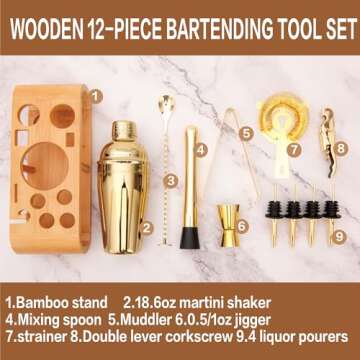 JNWINOG Cocktail Shaker Set - 12Pcs Bartending Kit