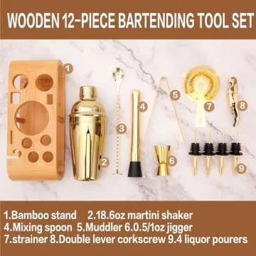 JNWINOG Cocktail Shaker Set - 12Pcs Bartending Kit