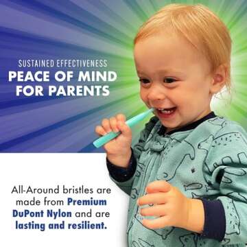 Brilliant Oral Care Baby Toothbrush with Soft Bristles and Round Head, for a Toddler Approved, Easy to Use All-Around Clean Mouth, Ages 0-2 Years, Mint Green, 1 Pack