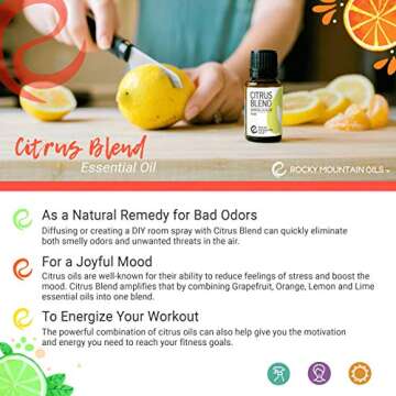 Rocky Mountain Oils Citrus Essential Oil Blend with Essential Oils - Mood Boost Aromatherapy Oils for Diffuser, Topical, and Household - 15ml