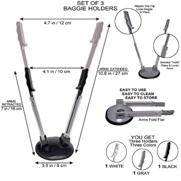 3 Pack Baggy Rack Holder for Easy Meal Prep and Storage