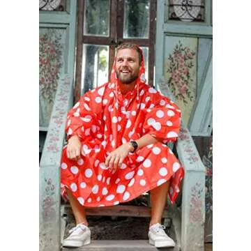 Vibe Reusable Rain Poncho Adult Men Women Many Prints, Hooded Unisex Raincoat
