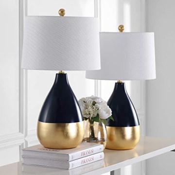 SAFAVIEH Kingship Navy Gold 24-Inch Table Lamp Set