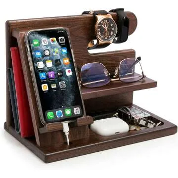 Wood Phone Docking Station - Multi-Functional Organizer