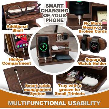 Wood Phone Docking Station - Multi-Functional Organizer