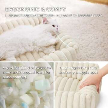 Bedsure Cute Dog Bed for Small Dogs & Cats - Washable Furry Puppy Beds, Rectangle Orthopedic Corduro...