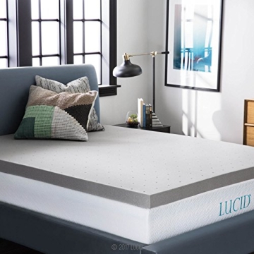 Lucid 3 Inch Memory Foam Mattress Topper – Cooling Comfort