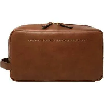 Fossil Men's Stylish Leather Dopp Kit for Travel