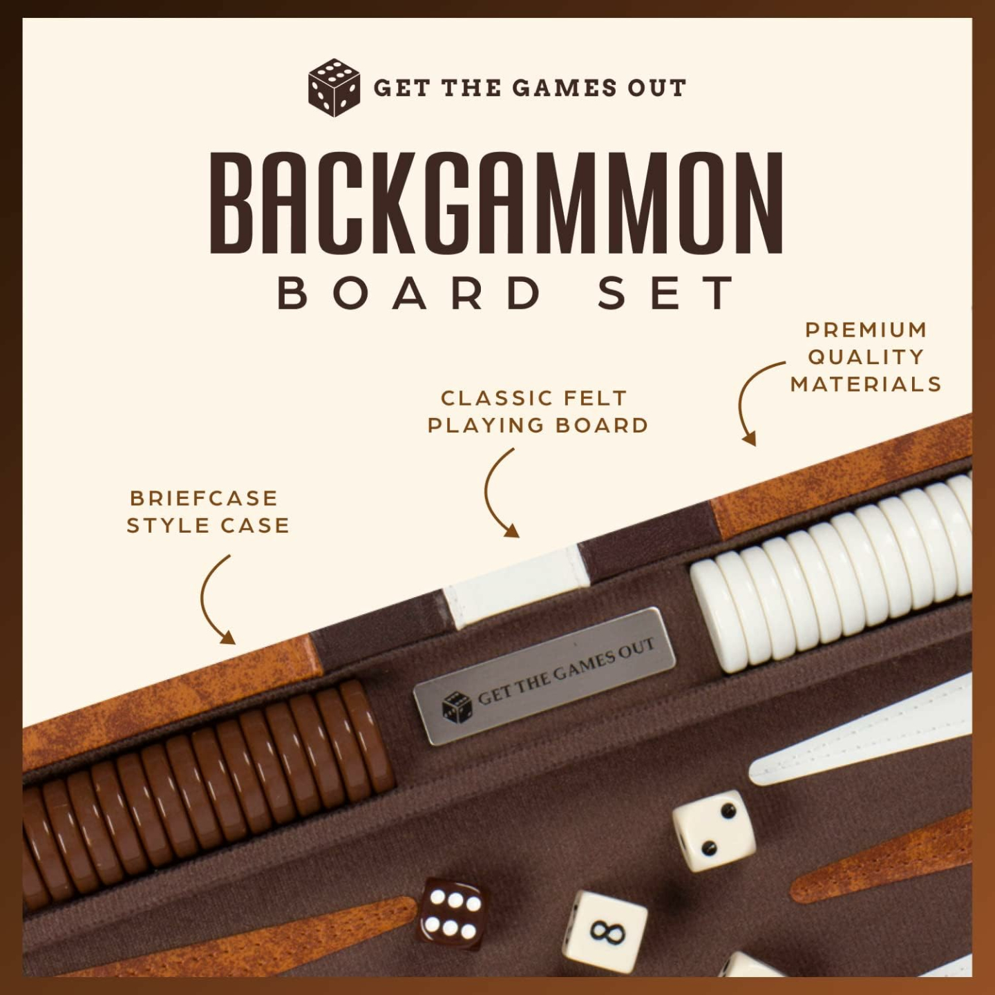 Backgammon Set - Classic Board Game for 2 Players