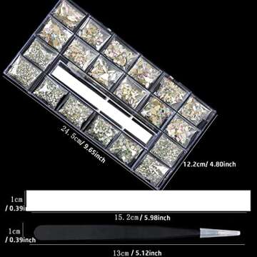 4880 Pcs AB Crystal Nail Rhinestones Set, Nail Art Rhinestones Round Beads Flatback Glass Gems Stones, Multi Shapes Rhinestones Nail Art 3D Crystals for Nail DIY Crafts Clothes Shoes Jewelry