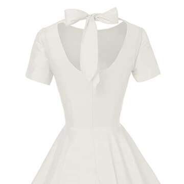 GownTown Womens 1950s Vintage Retro Party Swing Dress Rockabillty Stretchy Dress Ivory