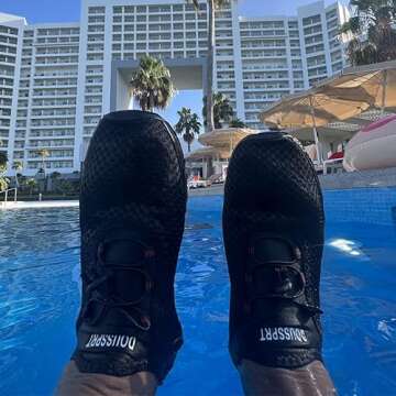 DOUSSPRT Men's Water Shoes Quick Drying Sports Aqua Shoes AllBlack Size 9.5