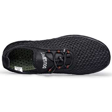 DOUSSPRT Men's Water Shoes Quick Drying Sports Aqua Shoes AllBlack Size 9.5