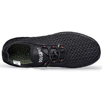 DOUSSPRT Men's Water Shoes Quick Drying Sports Aqua Shoes AllBlack Size 9.5