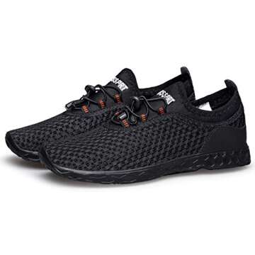 DOUSSPRT Men's Water Shoes Quick Drying Sports Aqua Shoes AllBlack Size 9.5