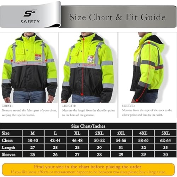 High Visibility Winter Jacket for Men Safety Yellow Bomber