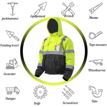 High Visibility Winter Jacket for Men Safety Yellow Bomber