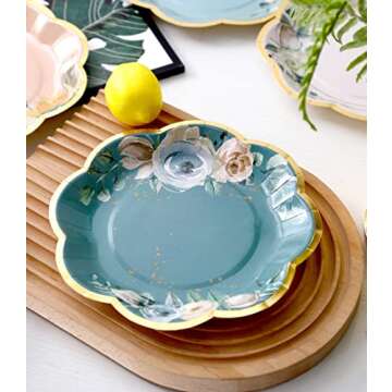 Winoo Design Floral Paper Plates - 48 PK - 9 Inch Floral Plates Floral Party Plates Floral Disposable Plates for Tea Party Baby Shower Brial Shower Birthday Wedding