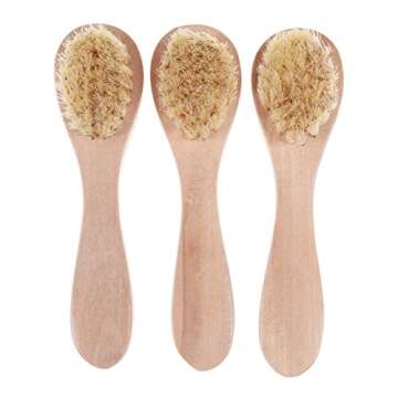 Face Cleansing Brush for Facial Exfoliation, Natural Bristles Brush For Dry Brushing - Set of 3 Pack...