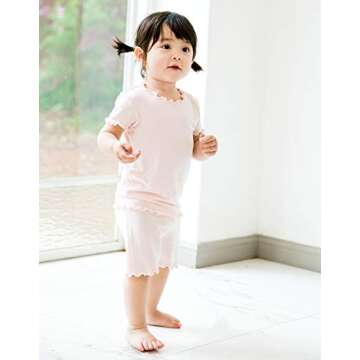 VAENAIT BABY Infant Kids Toddler Short Sleeve Sleepwear Pajamas 2pcs Set Shirring Pink M