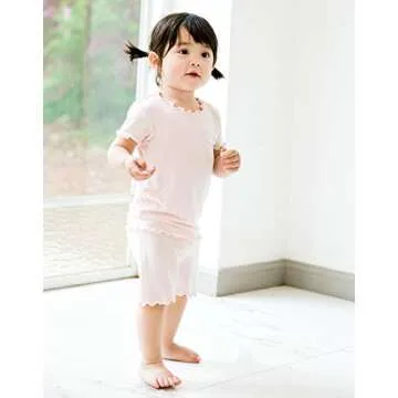 VAENAIT BABY Infant Kids Toddler Short Sleeve Sleepwear Pajamas 2pcs Set Shirring Pink M