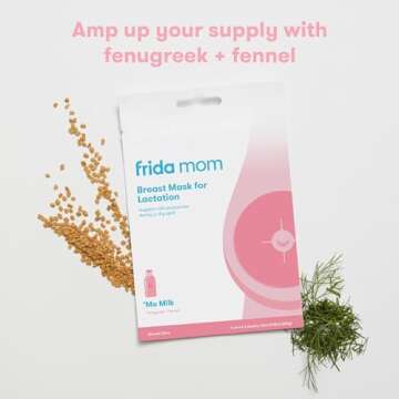 Frida Mom Breast Mask for Lactation Support, Made with Fenugreek & Fennel to Increase Milk Supply, 2 Sheet Masks