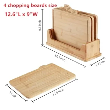 Fiery Chef Bamboo Cutting Board Set - Stylish & Durable 4-Piece